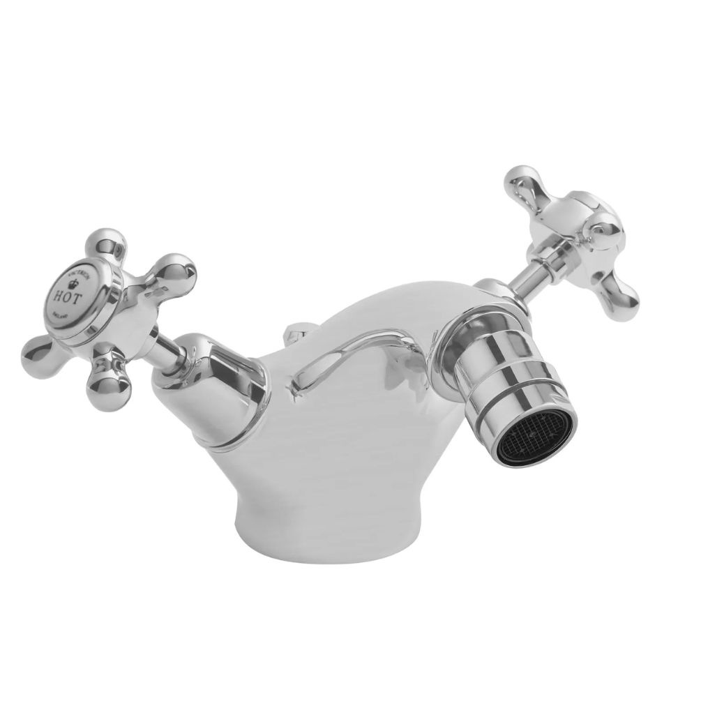 BC Designs Victrion Brushed Chrome Crosshead Mono Bidet Mixer Cut Out